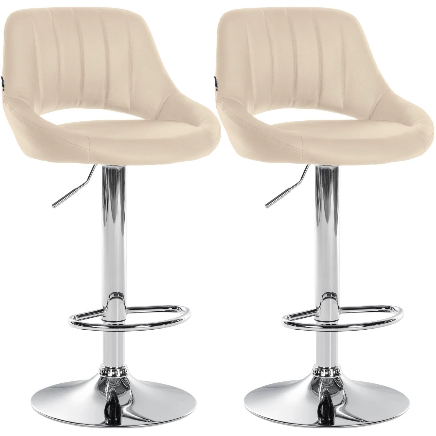 CLP 2er Set Barhocker Milet Kunstleder Metall in Chromoptik/creme