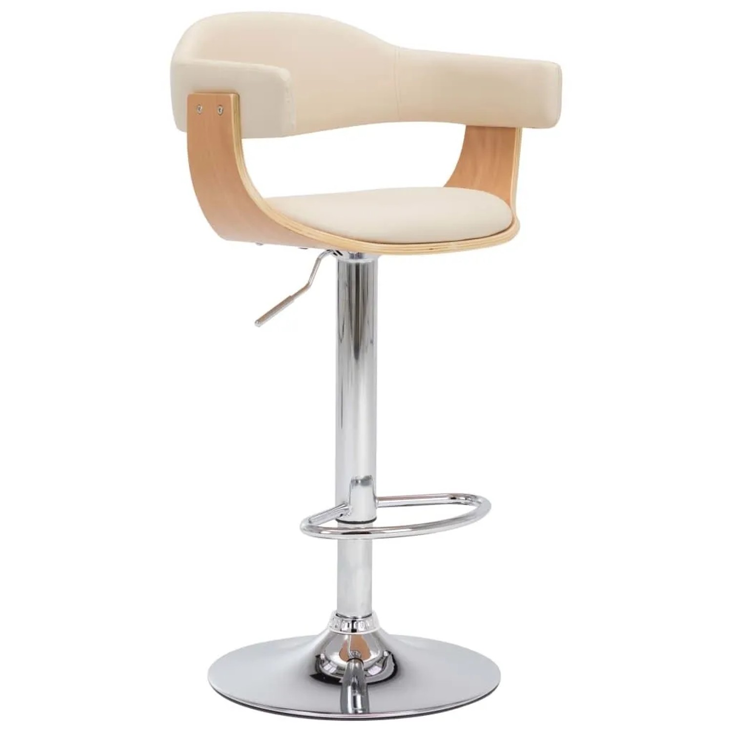 vidaXL Barhocker 2 Stk Creme Bugholz und Kunstleder 283116