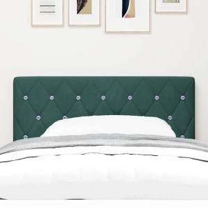 Dunkelgrünes vidaXL LED Kopfteil 90 cm aus Polyester mit Rautensteppung und Zierknöpfen für Betten.