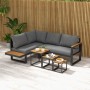 Outsunny Garten Sofa Set, dunkelgraues Lounge Set mit drei Couchtischen und Aluminiumgestell.
