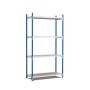 PROREGAL Fachbodenregal Maximus Pro mit 4 Ebenen, blau-grau, für schwere Lasten.
