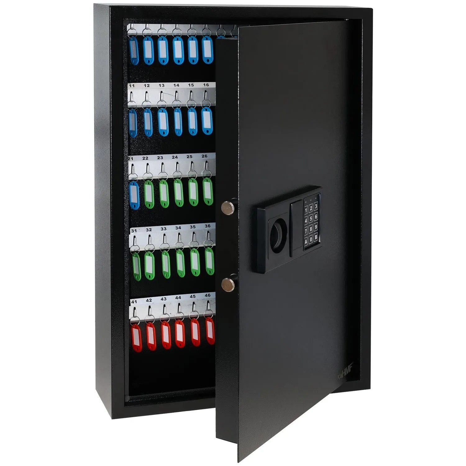 HMF 2100-02 Schlüsseltresor Zahlencode Schlüsselsafe Elektronikschloss 100 Haken 66x43x13 cm Schwarz