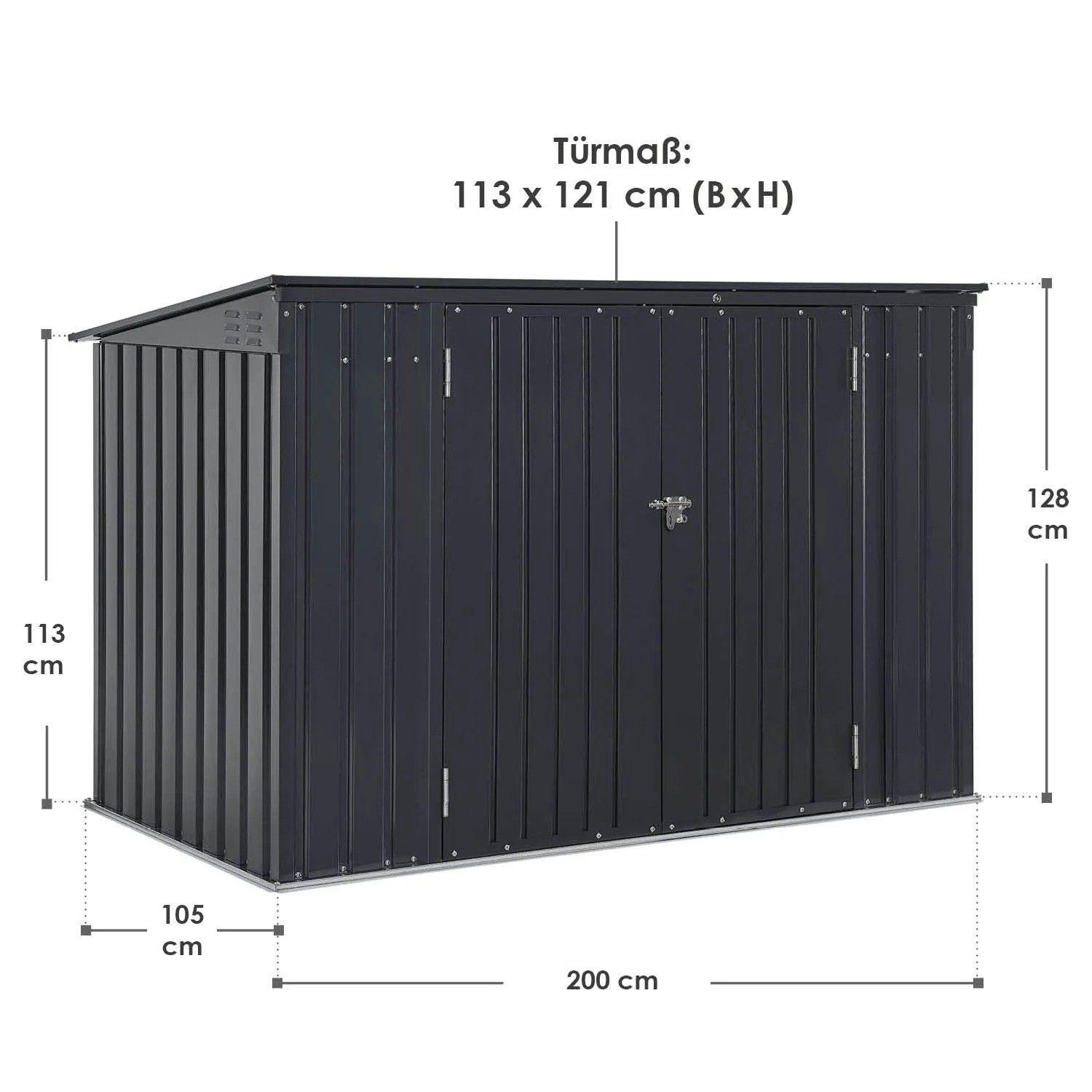 Juskys Mülltonnenbox Namur grau, 2 Türen, für 3 Tonnen. Ordnungssystem für den Garten.