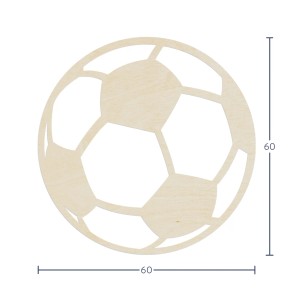 Wanddeko Fußball aus Holz (Pappel, 60x60cm) für Kinder- oder Wohnzimmer.