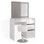 Vicco Schminktisch Sherry, weiß/hochglanz, 90 cm, mit LED-Spiegel und Hocker.