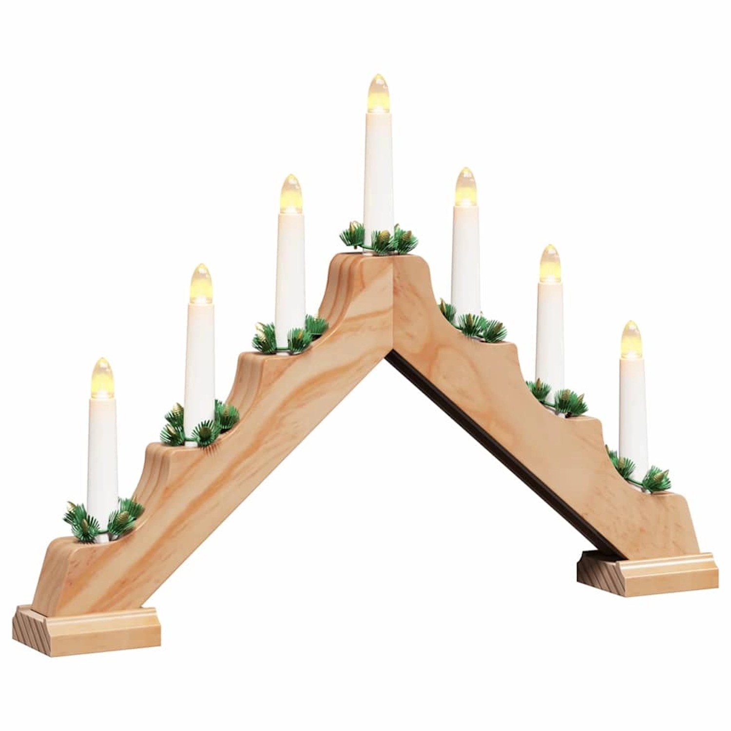 vidaXL Weihnachtskerzenbrücke mit 7 LEDs Braun 39,5 x 5 x 29 cm 42019701