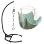 AMANKA XL Hängesessel Aqua mit schwarzem Metallgestell, Feder und Kette für Garten & Terrasse.