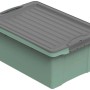 Grüne Rotho Stapelbox Compact A4, 13 Liter mit grauem Deckel. Aufbewahrungsbox aus robustem, recyceltem Kunststoff.