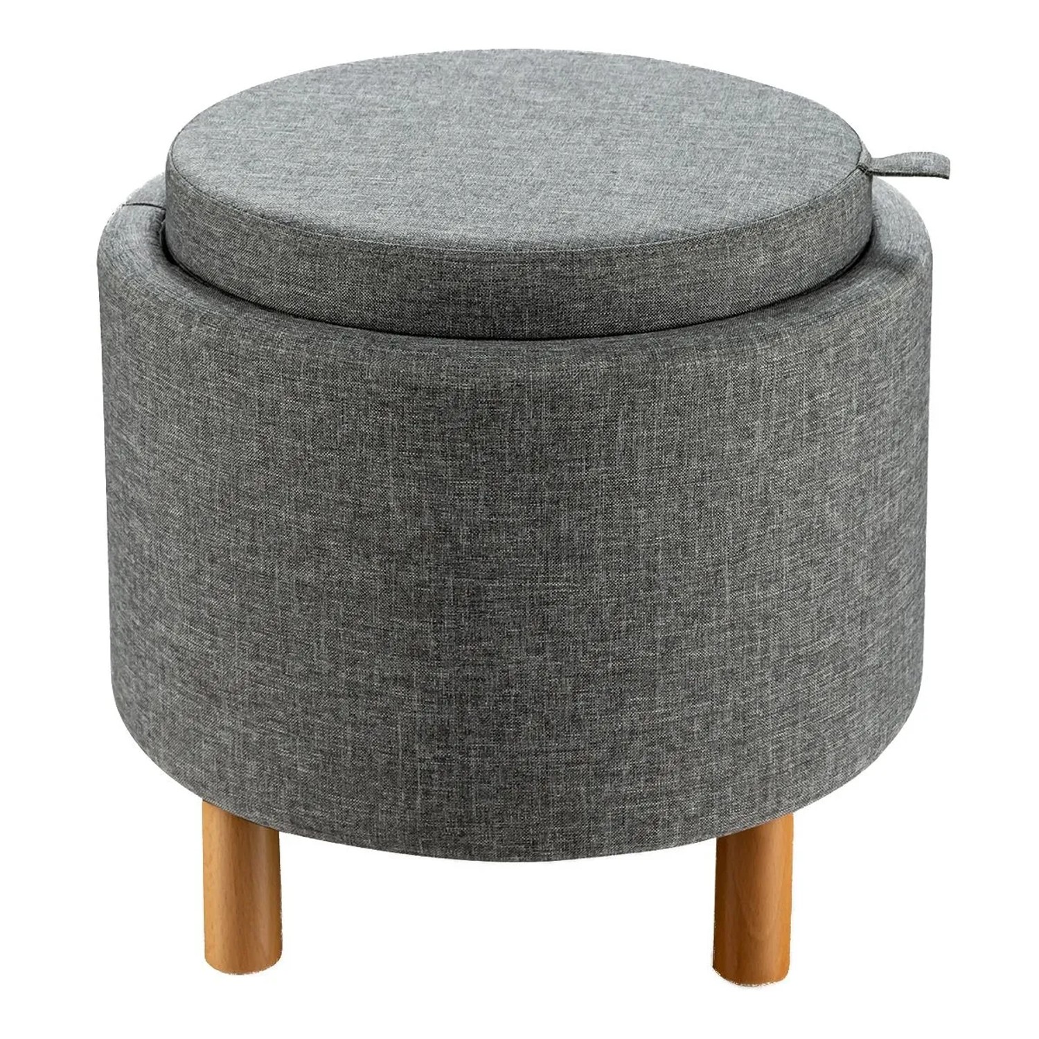 Costway Sitzhocker Stauraum Runder Abnehmbarer Deckel Grau 150 kg günstig online kaufen