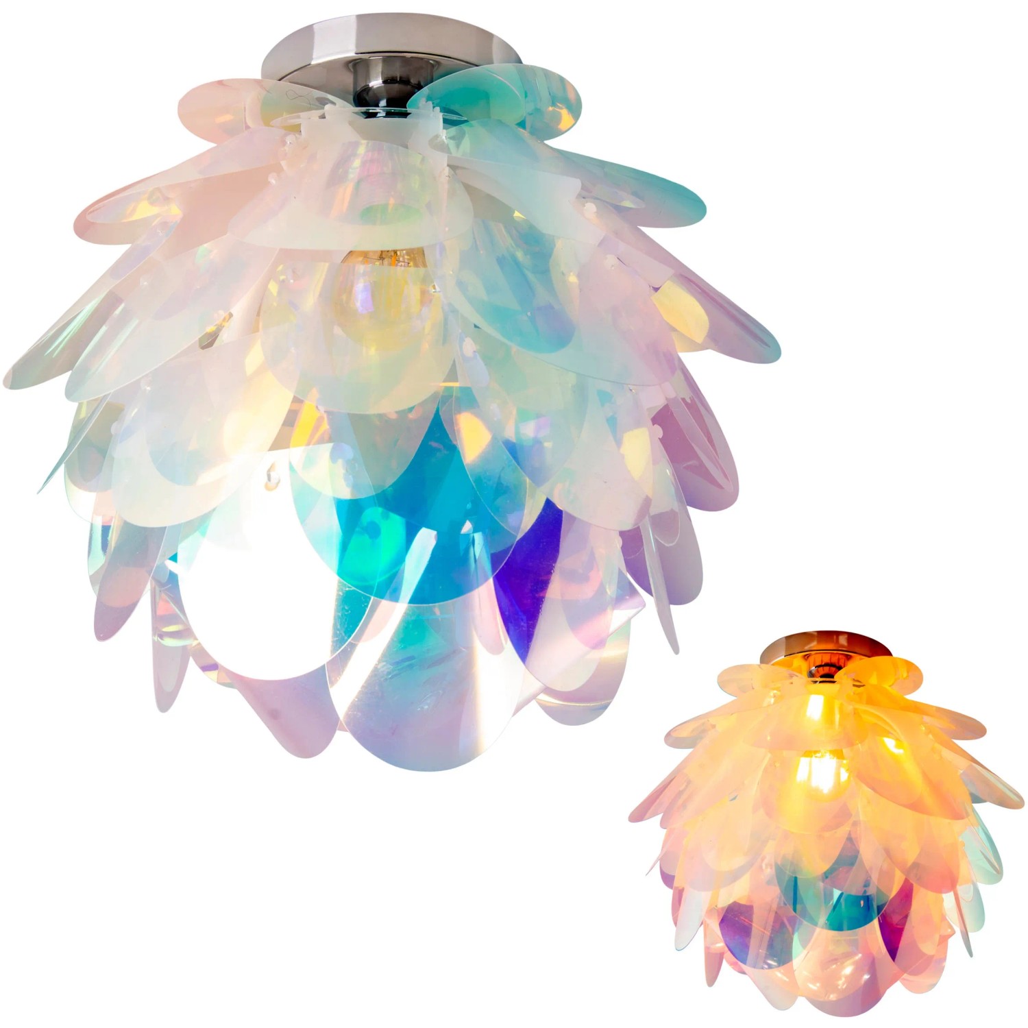 Irisierende Näve Deckenleuchte Fora, 40 cm, in Blütenform. Moderne Deckenlampe für Wohnräume.
