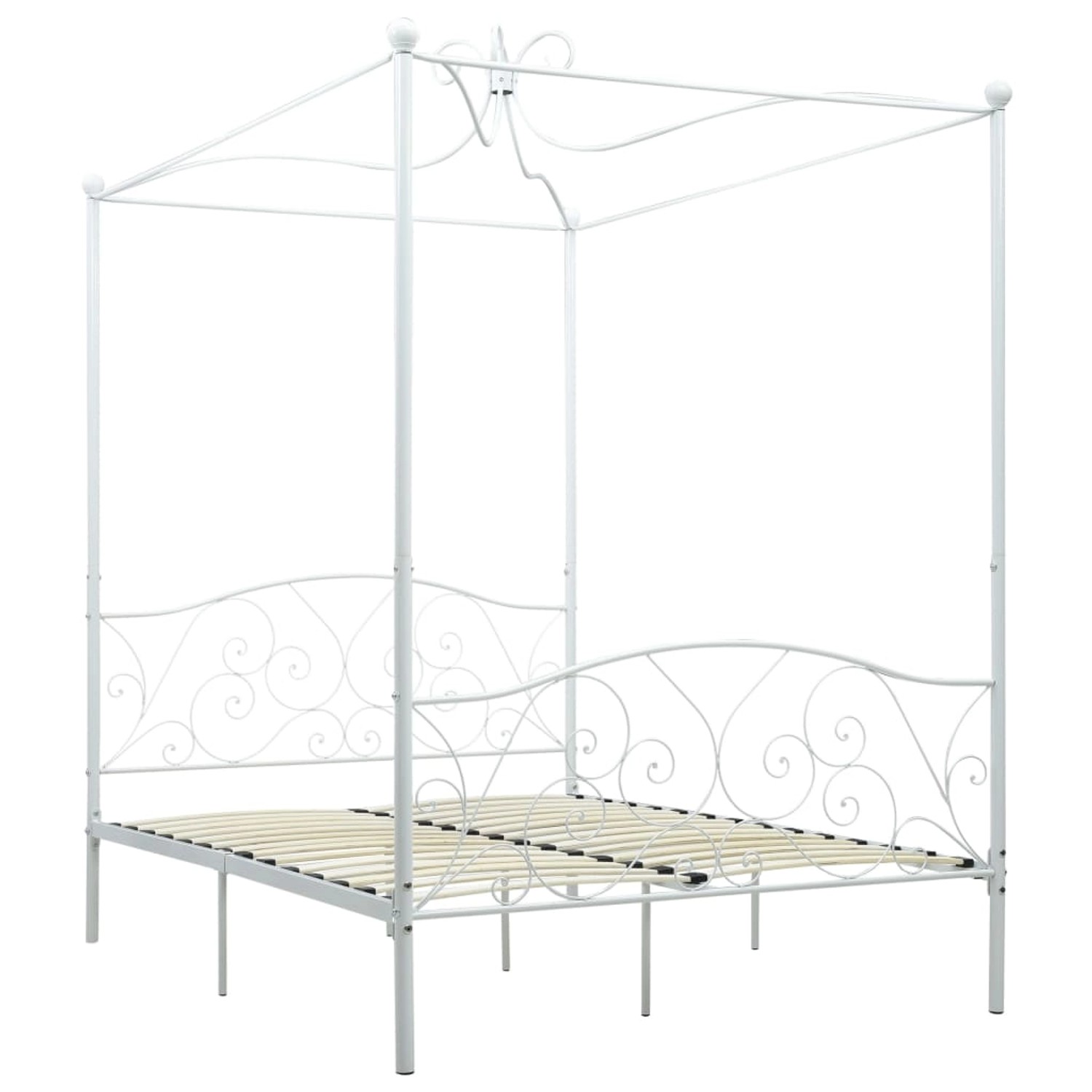 vidaXL Bett, Himmelbett-Gestell Weiß Metall 140 günstig online kaufen