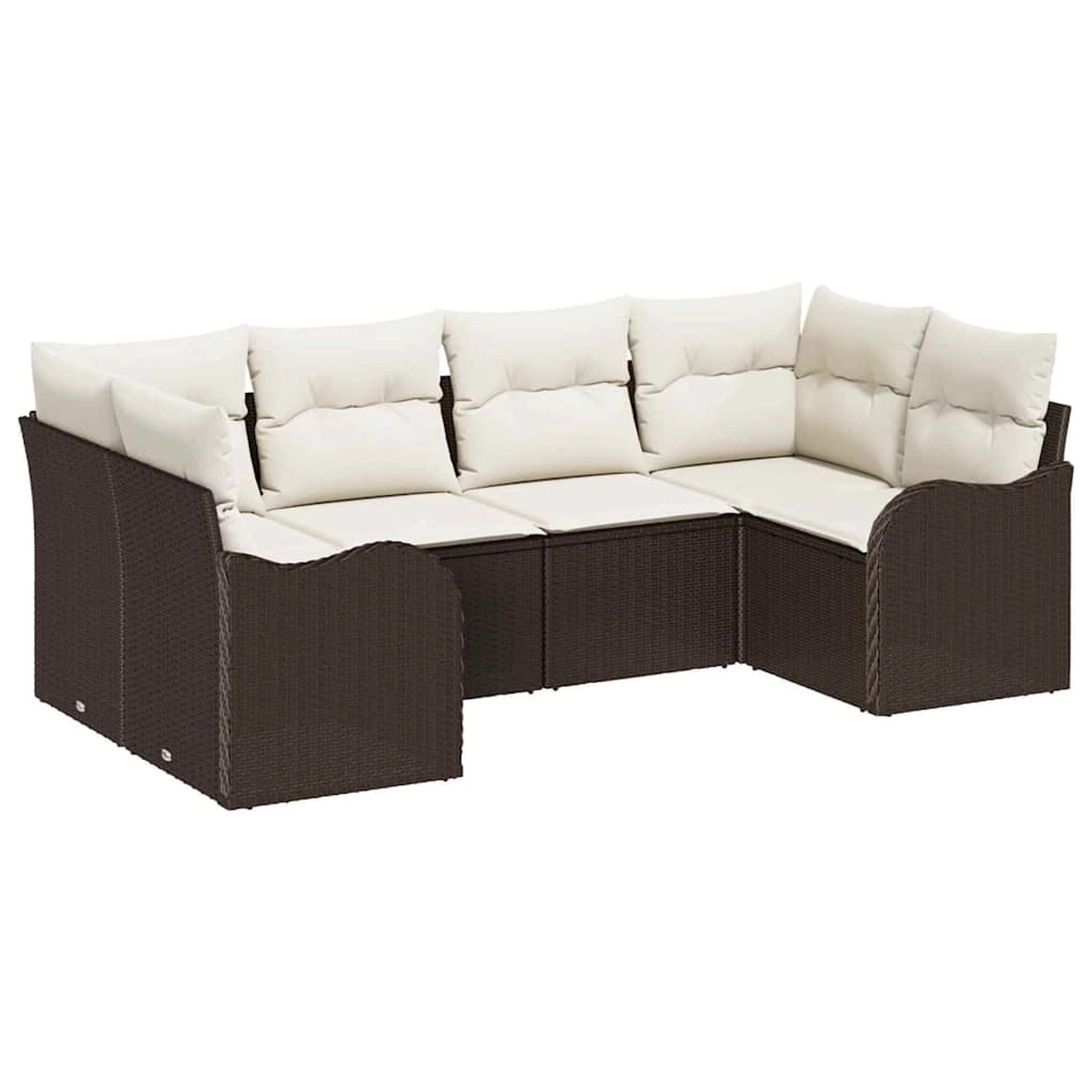 vidaXL Garten-Sofa-Set mit Kissen 6-Tlg Braun und Weiß Poly Rattan 3354507 günstig online kaufen