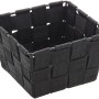 Quadratischer, schwarzer Wenko Aufbewahrungskorb Adria Mini aus Kunststoffgeflecht.