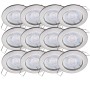 12er Set Oktaplex Einbauleuchten Sedan mit LED, warmweiß, gebürstete Edelstahloptik.