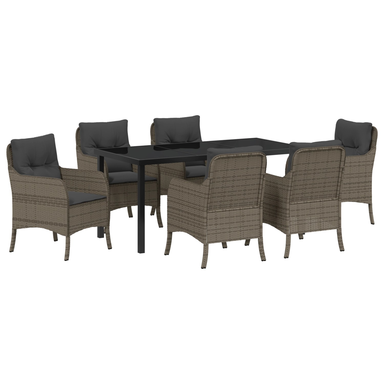vidaXL 7-Teilige Garten-Essgruppe mit Kissen Grau Poly Rattan 3380166 günstig online kaufen