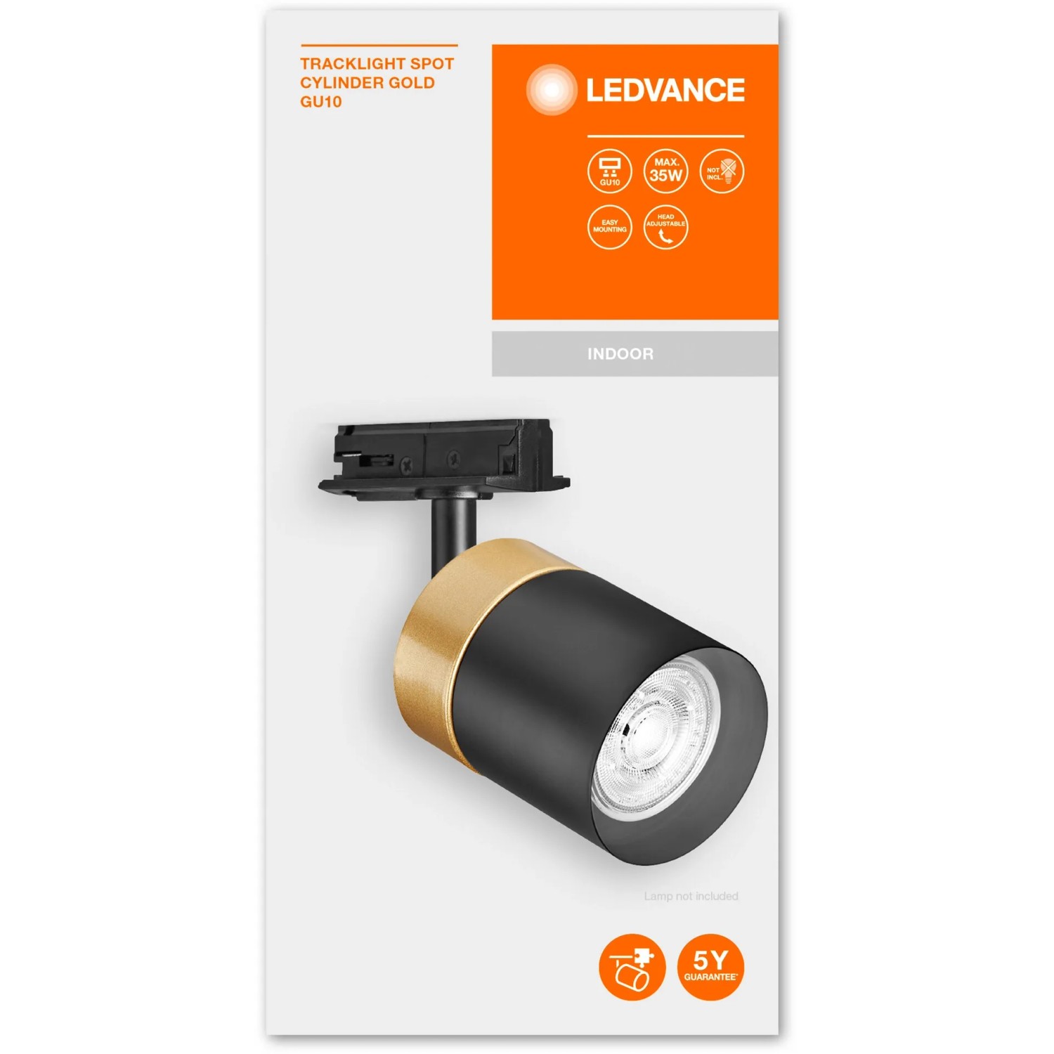 Ledvance Schienensystem Spot Stelle Cylinder, weiß-gold, 14,2 cm. Deckenspot für GU10 Lampen.