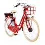 Rotes Fischer Hollandrad E-Bike Cita Retro 2.0 mit Korb vorne.