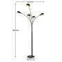 Moderne, schwarze Lindby Bogenleuchte Jewa mit 5 Leuchten für E14 Leuchtmittel. Design-Stehlampe aus Metall.
