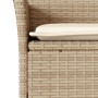 Detailaufnahme: Beige Gartenstuhl aus Polyrattan mit cremeweißem Sitzkissen, Teil der vidaXL Essgruppe.