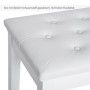 Weißer Klavierhocker-Sitz aus Kunstleder, dick gepolstert mit Knopfheftung. Komfortabler Hocker für Musiker.