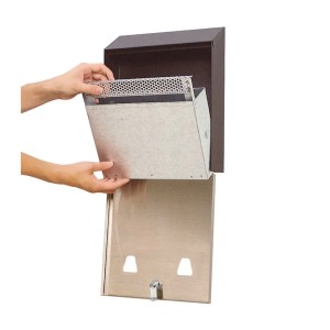 PROREGAL Rubbermaid Edelstahl Wand-Aschenbecher Mit Feuerbeständigem Inneneimer Aus Stahl HxBxT 31,8 x 25,4 x 7,6 cm Silber