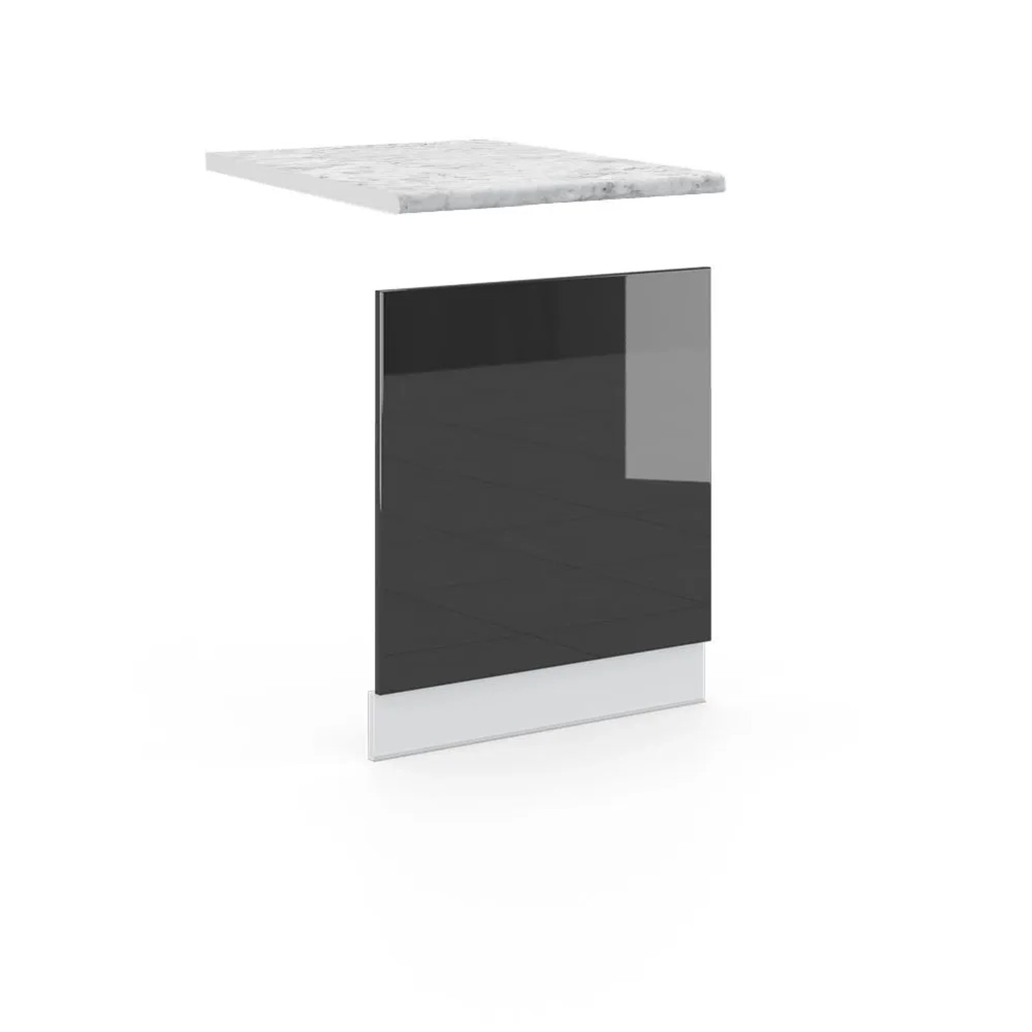 Vicco Frontblende Fame-Line Anthrazit Hochglanz Weiß 60 cm AP Marmor