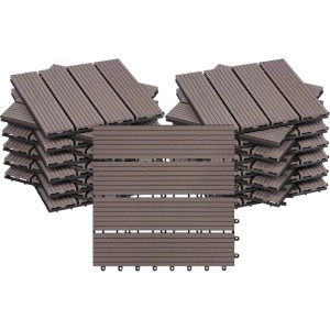 WOLTU WPC Terrassenfliesen Holzoptik Klicksystem 22 Stück/ 2 m² Braun
