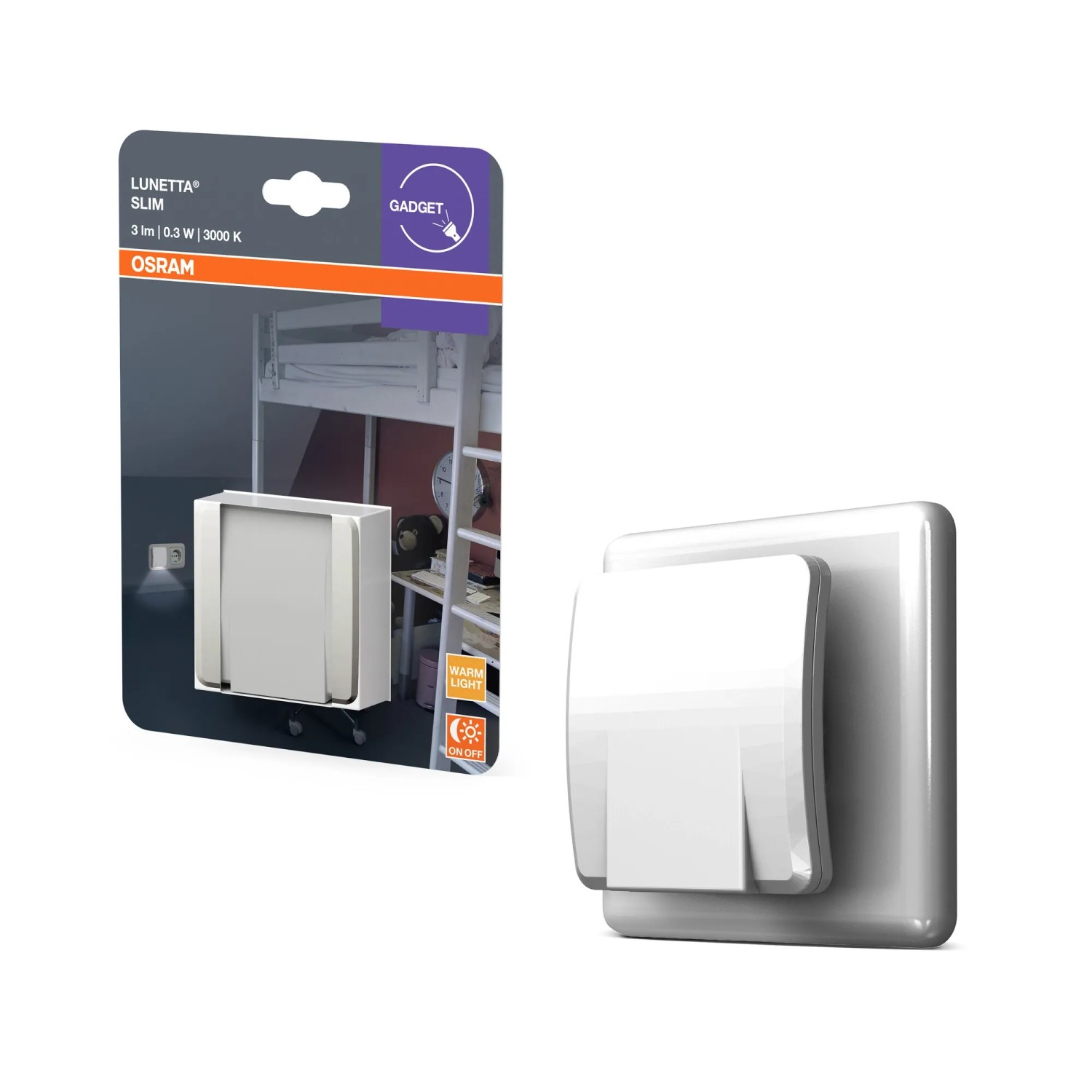 Osram LED-Nachtlicht Lunetta Slim 0,3 W 3.000 K 5,8 cm x 6 cm x 6 cm