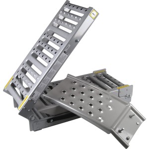 Unitec Auffahrrampen-Set, klappbar, silberfarben, für Motorrad, Roller, Rasenmäher.