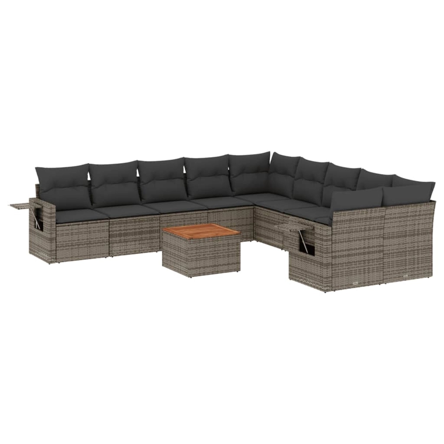 vidaXL 11-Tlg Garten-Sofagarnitur mit Kissen Grau Poly Rattan 3257089 günstig online kaufen
