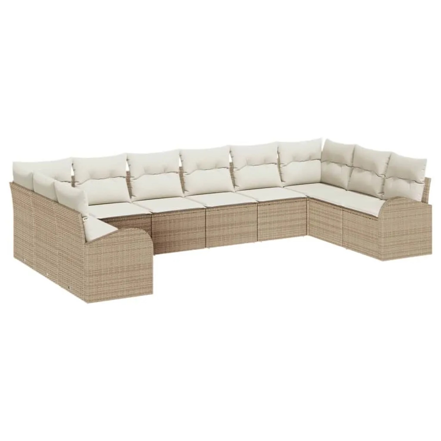 vidaXL Gartensofa-Set mit Kissen 10 Stk Beige und Weiß Poly-Rattan 3354890