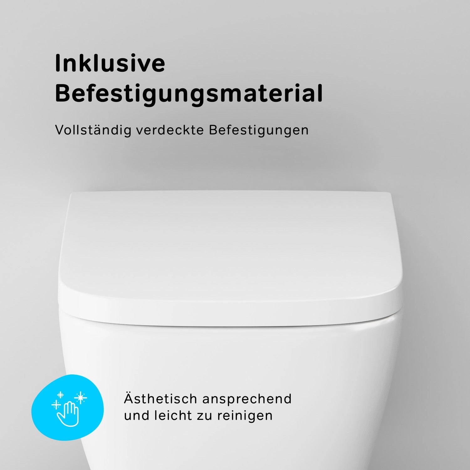 AM.PM Wand-WC Gem mit Softclose: Spülrandlose Hänge-Toilette aus Sanitärporzellan mit WC-Sitz.