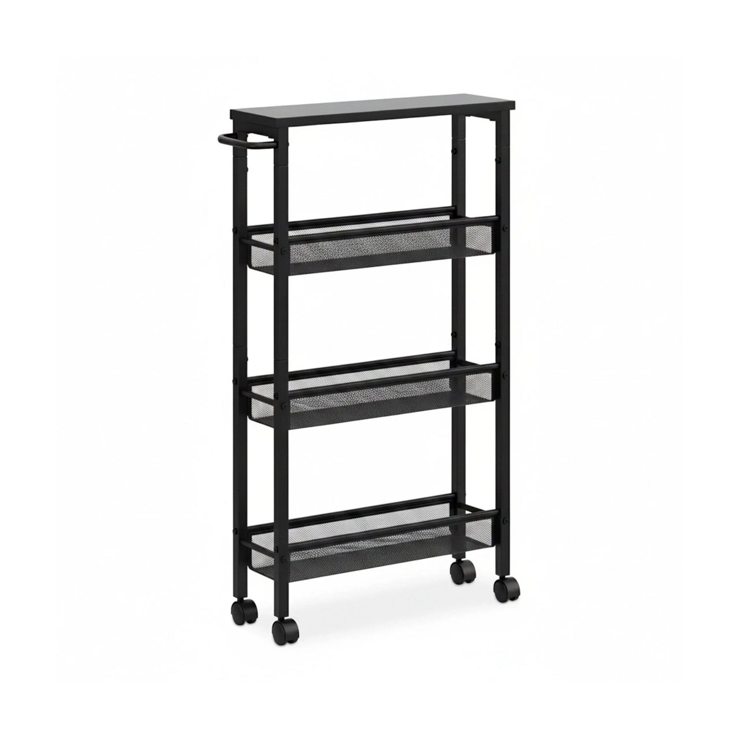 Relaxdays Nischenwagen Metall Schwarz mit 4 Ebenen 77 cm x 13 cm x 45,5 cm 2,8 kg