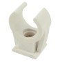 Weißer Kirchhoff Rohrclip Einfach 12 mm mit M6 Gewindehülse für HT-Rohre.