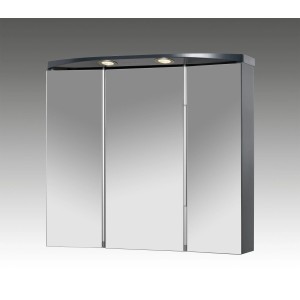 Jokey Spiegelschrank Lauria 70 cm in Anthrazit mit drei Spiegeltüren und Beleuchtung.