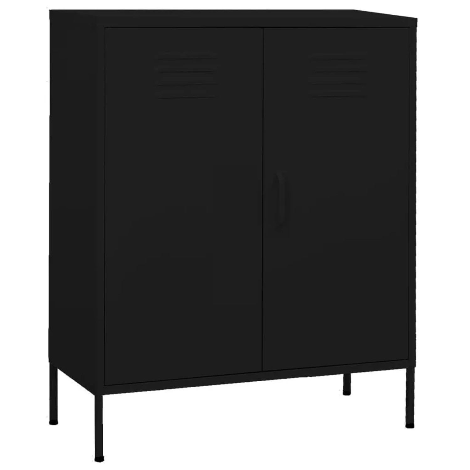 DELUKE Sideboard KEVI Metall Schwarz 80x35x101,5cm Stahl  Flurschrank Metallschrank Lagerschrank Beistellschrank Wohnzimmer