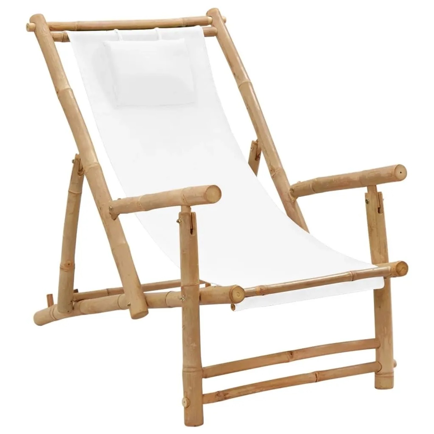 Furnicato Liegestuhl Bambus Und Canvas Cremeweiß