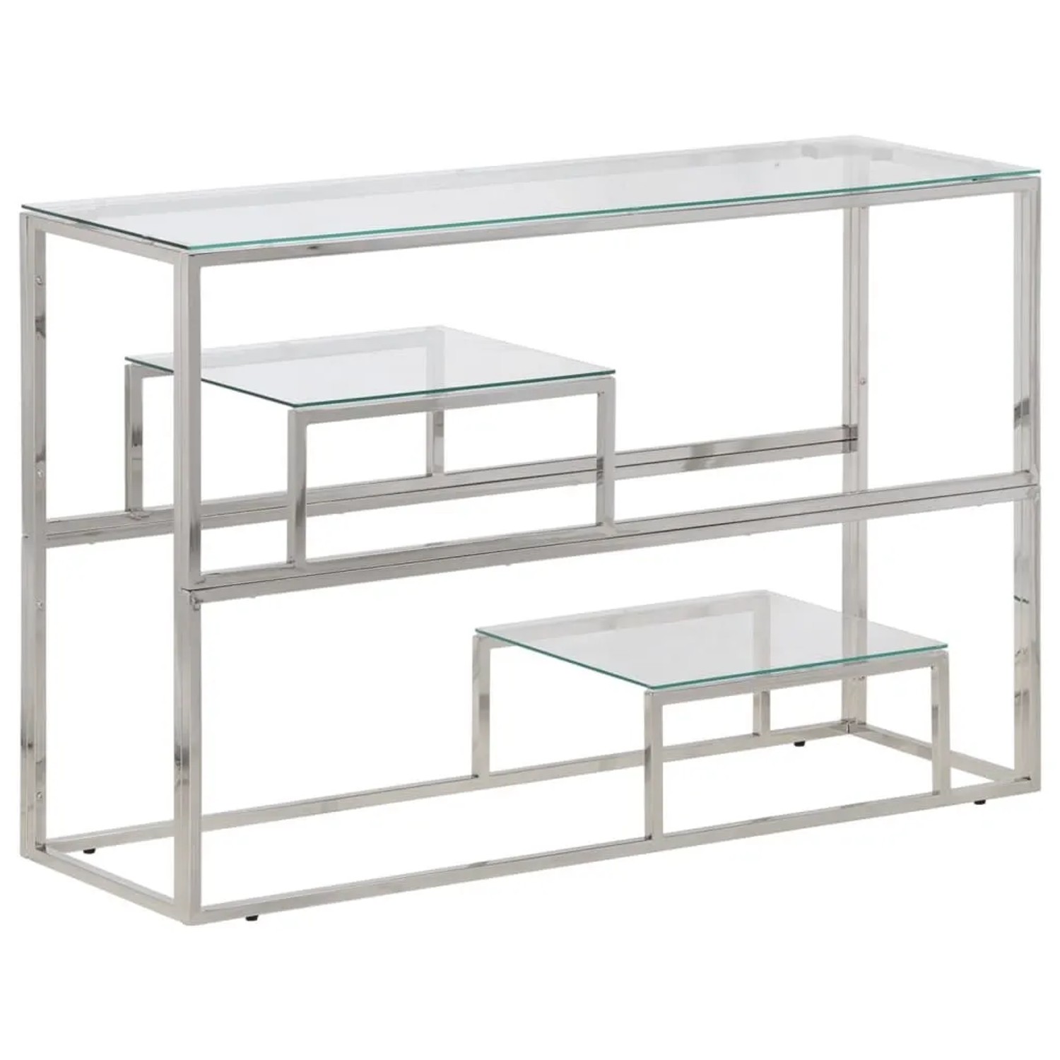 vidaXL Konsolentisch Silbern Edelstahl und Hartglas 350001