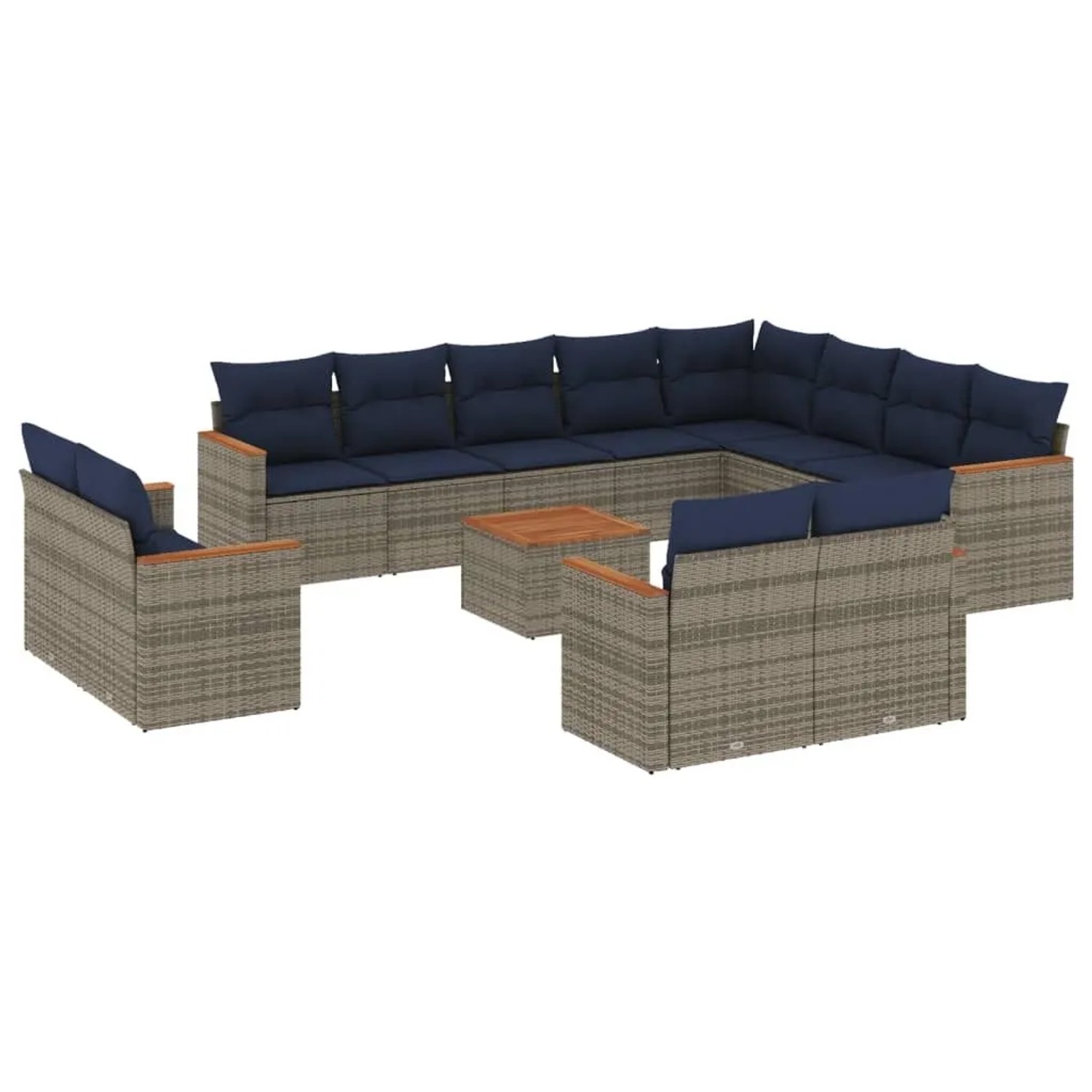 vidaXL 13-Tlg Gartensofa-Set mit Kissen Grau Polyrattan 3226523 günstig online kaufen