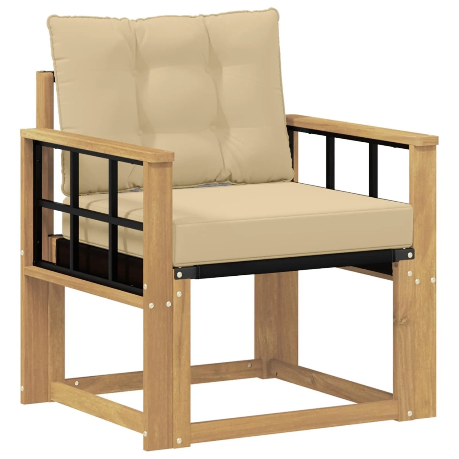 vidaXL Outdoor-Sofa Massives Akazienholz und Textilene Weiß 3439047