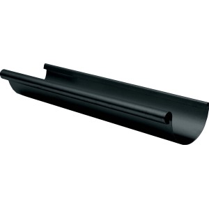 Anthrazitfarbene Dachrinne NW 80 (2 m) aus Metall, geeignet zur Ableitung von Regenwasser.