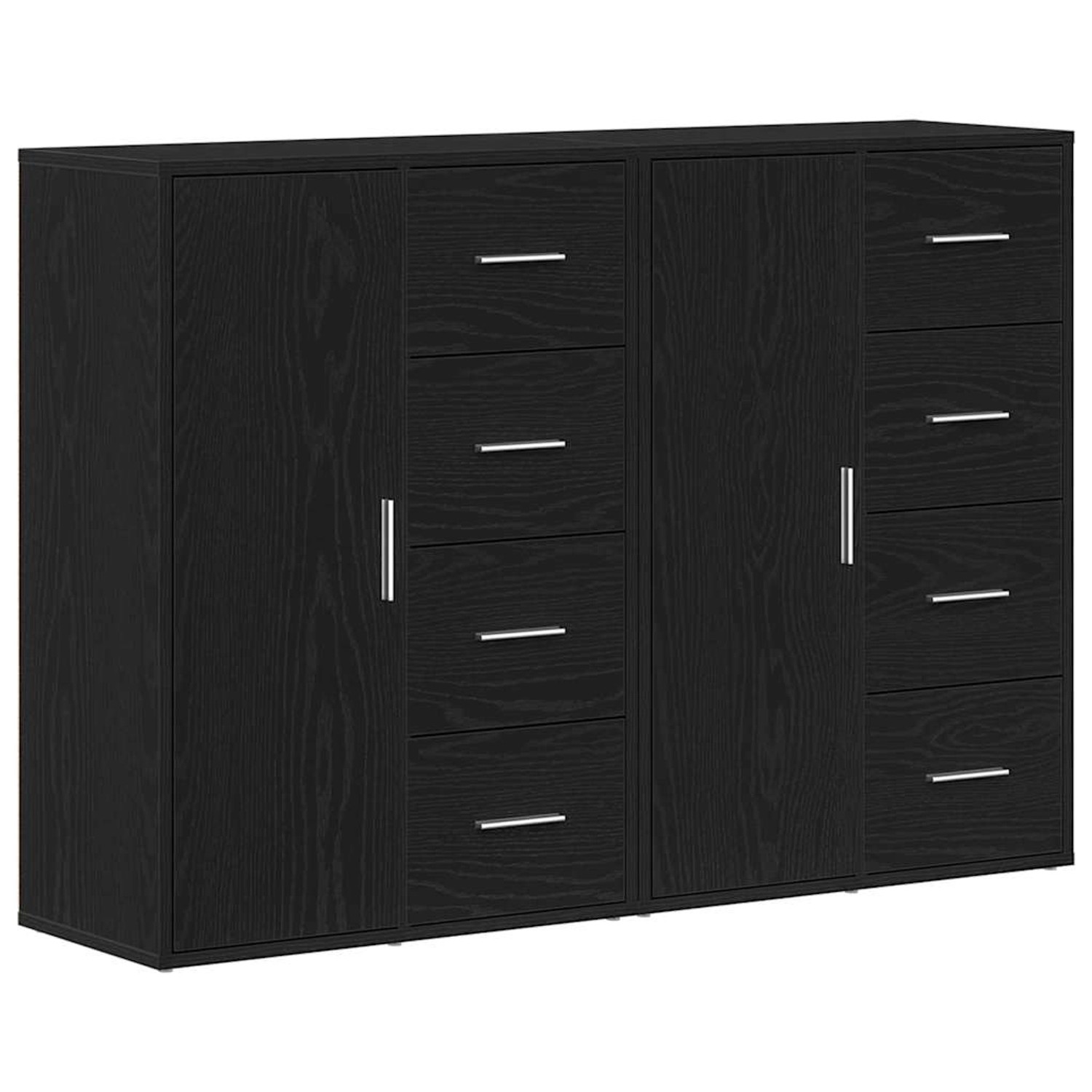 vidaXL Sideboards 2 Stk Schwarz Eichen-Optik 60 x 31 x 84 cm 3334313