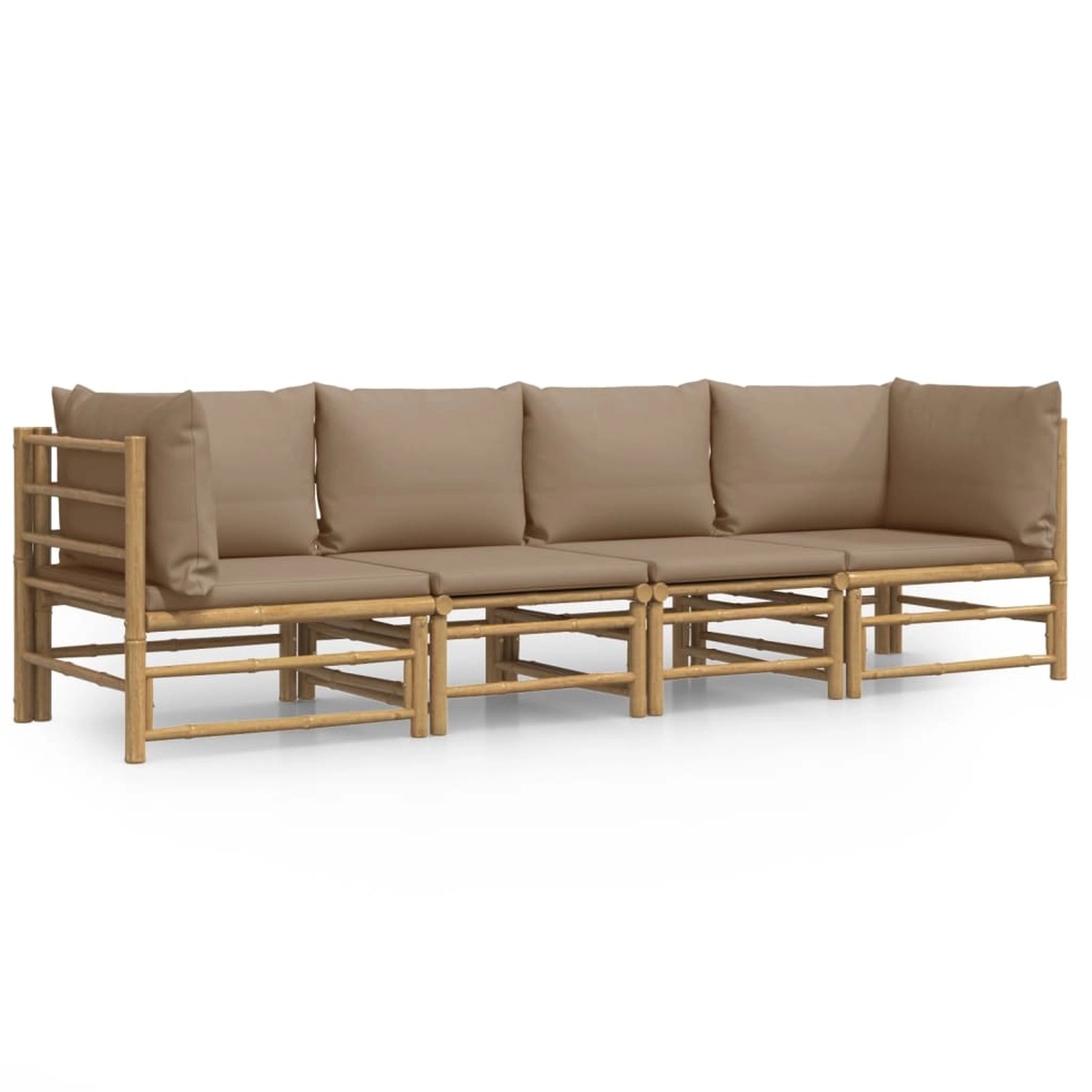 Vidaxl 4-tlg. Garten-lounge-set Mit Taupe Kissen Bambus günstig online kaufen