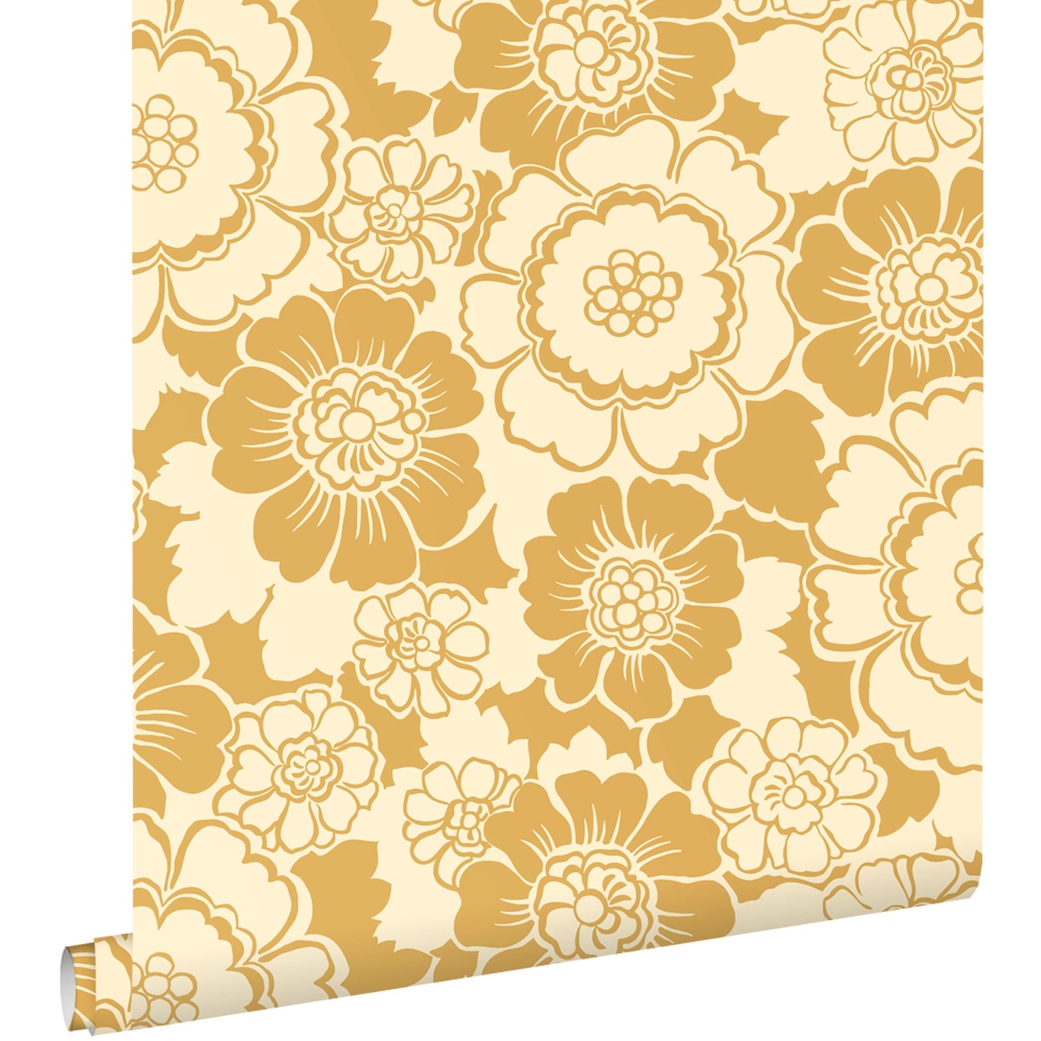 ESTAhome Tapete Retro Blumen Gelb 50 x 900 cm günstig online kaufen