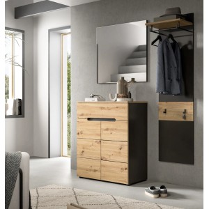 Inn.Furn Garderoben-Set 4-teilig in Eiche und Grau 220 cm Cooper