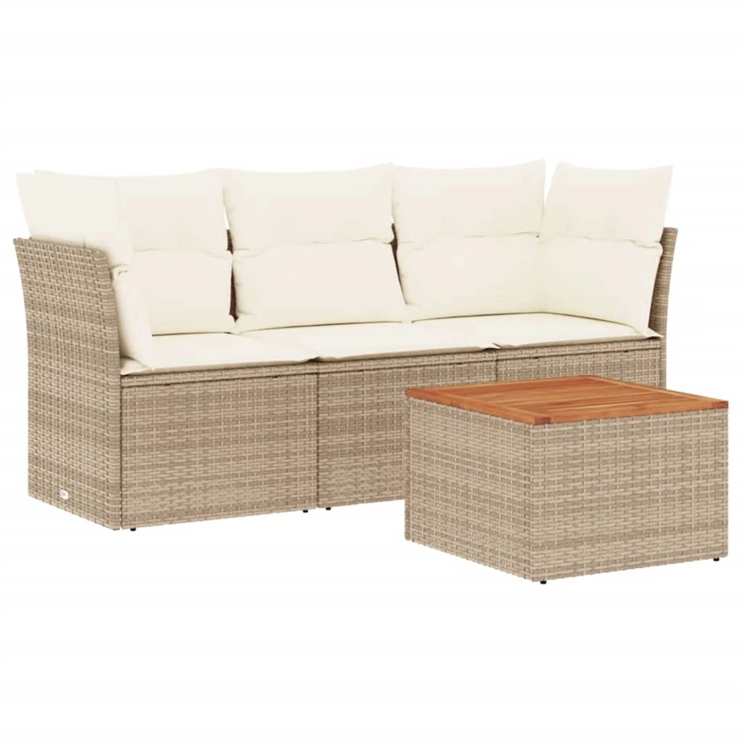 vidaXL 4-Tlg Garten-Sofagarnitur mit Kissen Beige Poly Rattan 3255799 günstig online kaufen