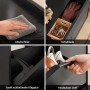 Schwarzer Schuhschrank mit 4 Klappen: Abwischbare Oberfläche, Schublade, sanft schließende Klappen, verdeckte Griffe.