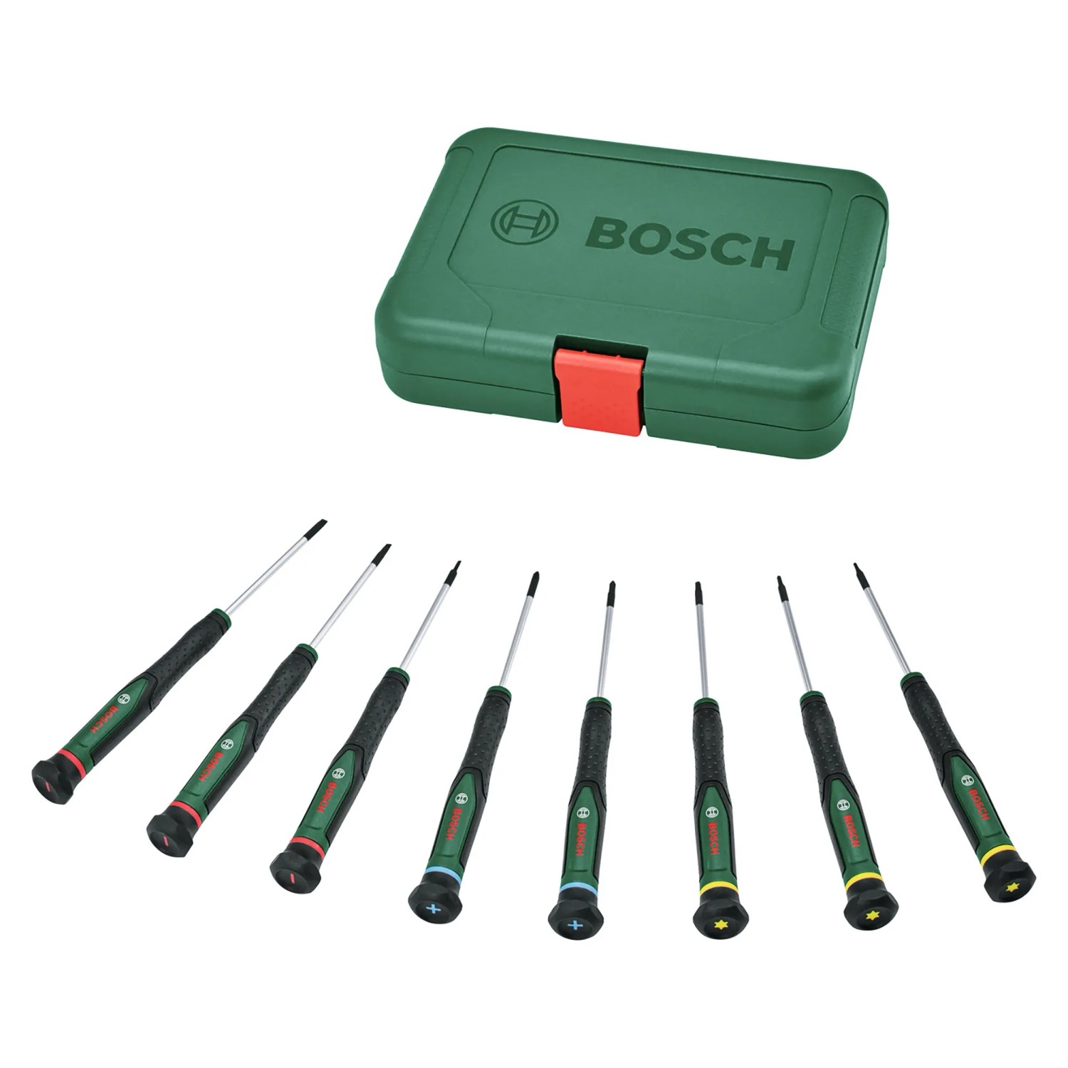 Bosch Präzisionsschraubendreher-Set, 8-teilig, mit Aufbewahrungskoffer. Schraubenzieher für Elektronik.