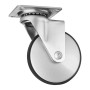 SOTECH Design Möbelrolle LINDAU, Ø75 mm, silbergrau. Lenkrolle aus Stahl mit bodenschonendem Rollenbelag, bis 35 kg.