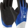 Blaue Gartenhandschuhe mit Nitril-Vollbeschichtung, Größe 7, für Gartenarbeiten.